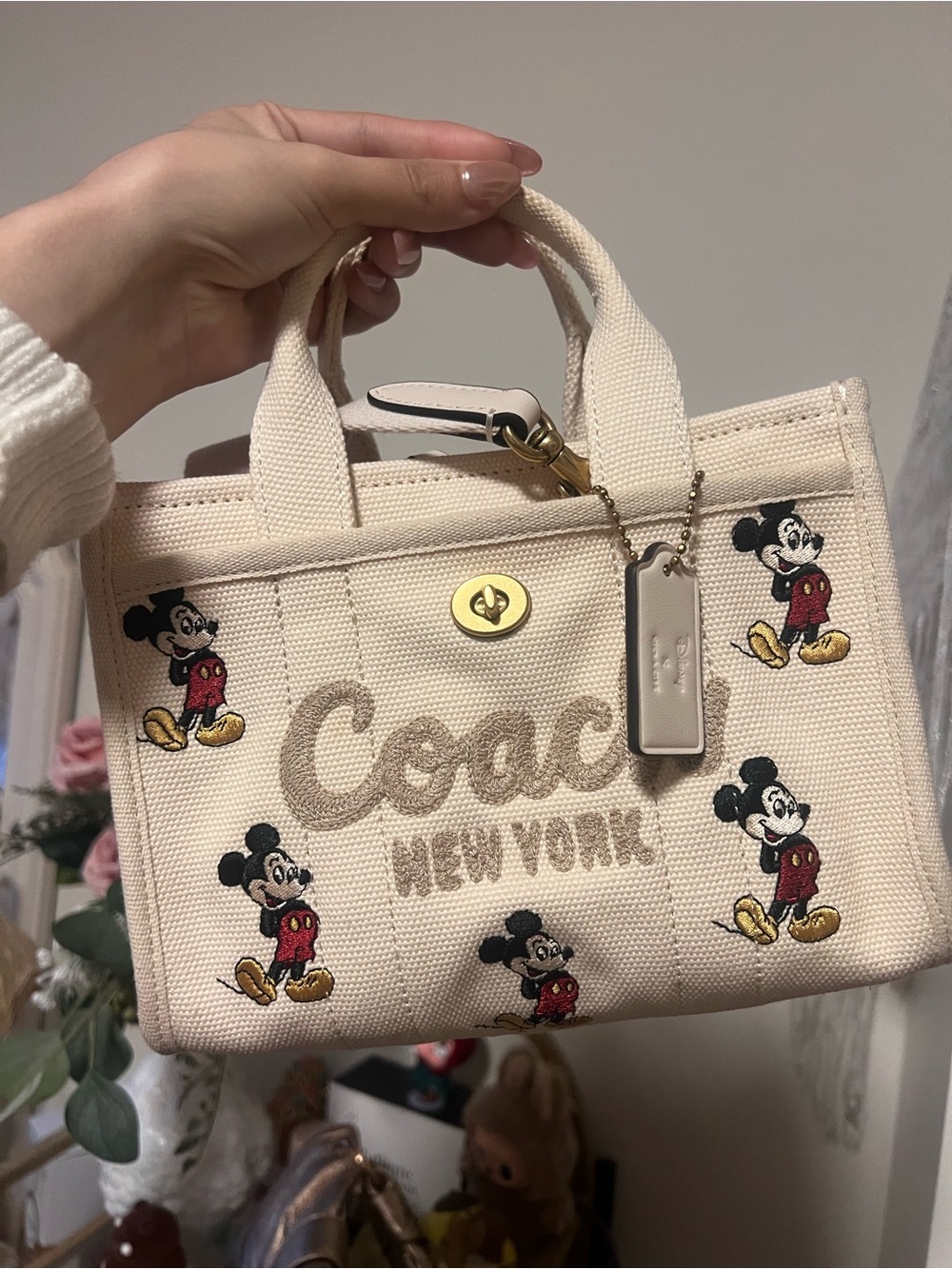 Coach x Disney Cream Canvas Mickey Mini Tote 20